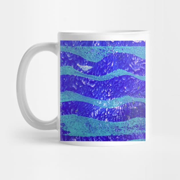 Abstract Waves Blue Monoprint by Heatherian